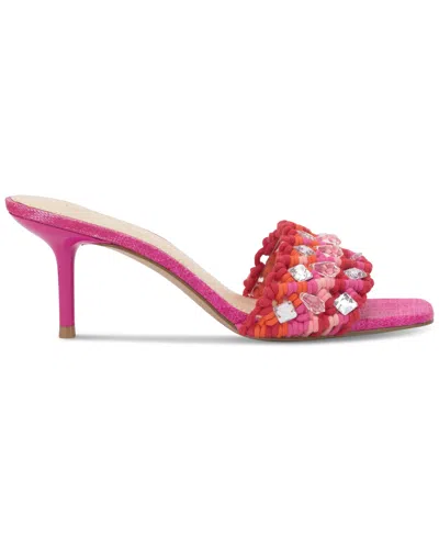 Jessica Simpson Women's Cameleah Embellished Woven Dress Sandals In Bright Orchid Knit Rope