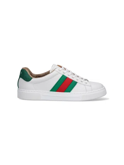 Gucci Ace Leather Low-top Sneakers In White