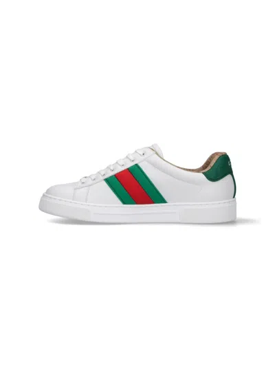 Gucci Ace Leather Low-top Sneakers In White