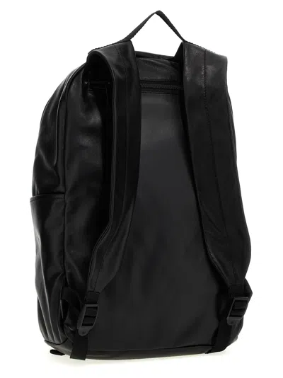 Balenciaga Smooth Lambskin Backpack With Front Logo In Black