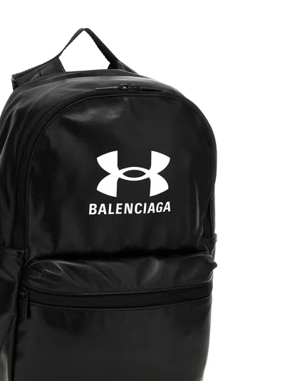 Balenciaga Smooth Lambskin Backpack With Front Logo In Black