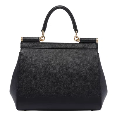 Dolce & Gabbana Medium Sicily Embroidered Top Handle Bag In Black