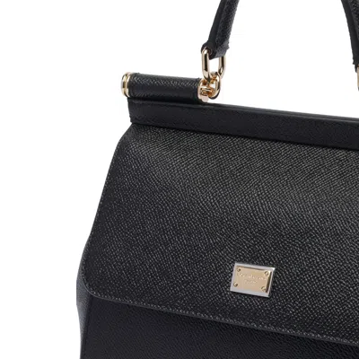 Dolce & Gabbana Medium Sicily Embroidered Top Handle Bag In Black