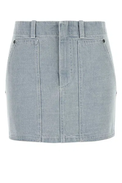 Fendi Light Blue Denim Miniskirt In Gray