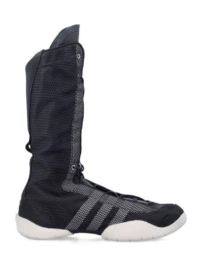 Y-3 Regu Boot Sneakers In Black Suede And Fabric In Black