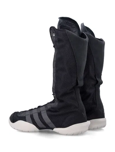 Y-3 Regu Boot Sneakers In Black Suede And Fabric In Black