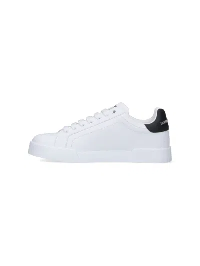 Dolce & Gabbana Portofino Logo-tag Leather Sneakers In White