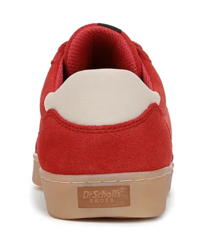 Dr. Scholl's Women's X Milk Bar Rebel Sport Low Profile Lace Up Sneakers In Red,white Suede,leather