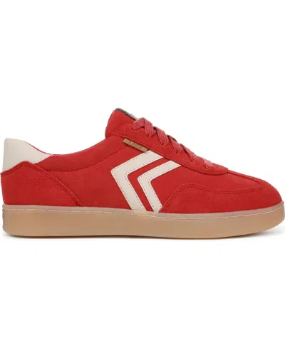 Dr. Scholl's Women's X Milk Bar Rebel Sport Low Profile Lace Up Sneakers In Red,white Suede,leather