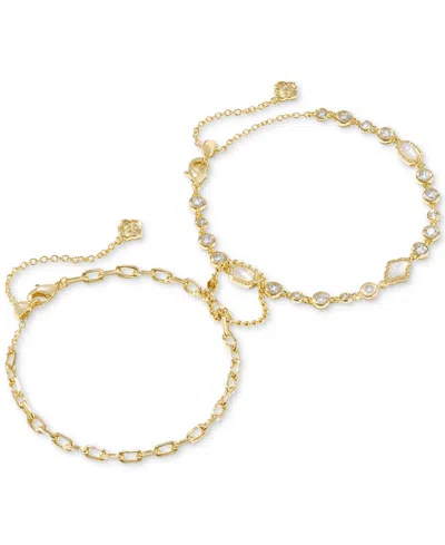 Kendra Scott 14k Gold-plated 2-pc. Set Mixed Stone & Link Bracelets In Gold Multi