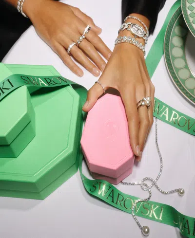 Swarovski Crystal Cultivated Pearl Round Cuts Statement Ring In Silver