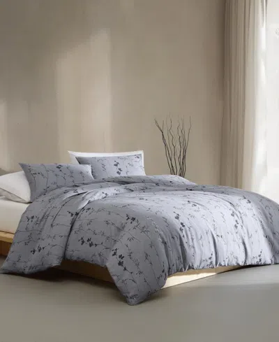 Calvin Klein Washed Percale Cotton Comforter Set In Purple