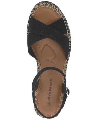 Lucky Brand Women's Candyr Espadrille Wedge Sandals In Black Linen