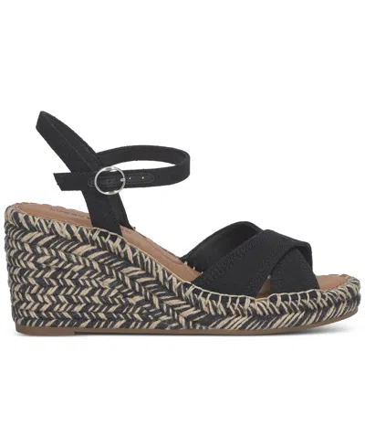 Lucky Brand Women's Candyr Espadrille Wedge Sandals In Black Linen