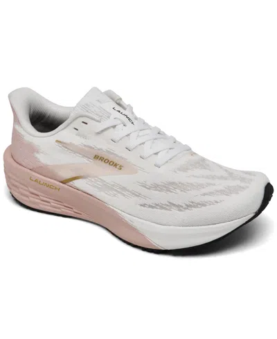 Brooks Women's Launch 11 Running Sneakers From Finish Line In White/gold/pink