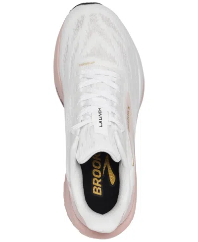Brooks Women's Launch 11 Running Sneakers From Finish Line In White/gold/pink