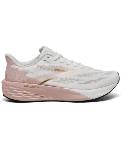 Brooks Women's Launch 11 Running Sneakers From Finish Line In White/gold/pink