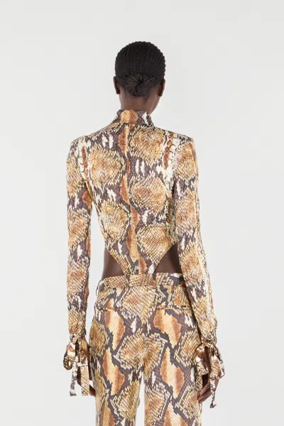 Roberto Cavalli Hemd Body Mit Python-print In Brown