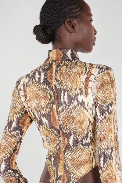 Roberto Cavalli Hemd Body Mit Python-print In Brown