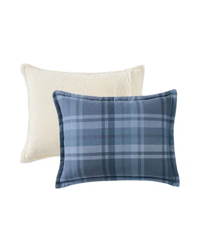 Vcny Home Plaid Brushed Flannel And Sherpa 3-pc. Comforter Set, King In Blue