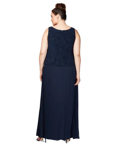 Alex Evenings Plus Size Glitter Jacket & A-line Dress In Blue