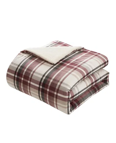 Vcny Home Plaid Brushed Flannel And Sherpa 3-pc. Comforter Set, Full/queen In Red