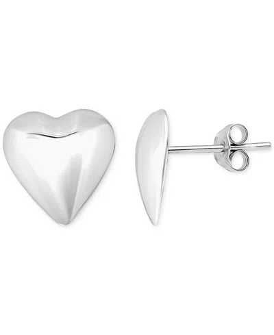 Giani Bernini Sculptural Heart Stud Earrings In Sterling Silver Or 18k Gold-plated Sterling Silver, Exclusively At In Silver