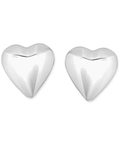 Giani Bernini Sculptural Heart Stud Earrings In Sterling Silver Or 18k Gold-plated Sterling Silver, Exclusively At In Silver