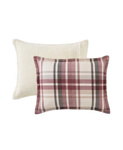 Vcny Home Plaid Brushed Flannel And Sherpa 3-pc. Comforter Set, King In Red