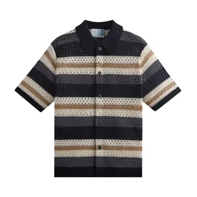 Pre-owned Kith Thompson Crochet Button Down Shirt 'black' In Multi-color