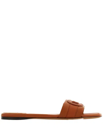 Ferragamo Gancini Slide In Cognac Leather Women In Brown