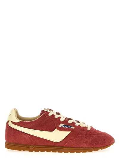 Autry Windspin Low Woman Suede Leather Sneakers In Red