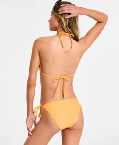 Salt + Cove Salt Cove Juniors Crochet Halter Triangle Bikini Top Side Tie Bikini Bottoms Exclusively At Macys In Orange