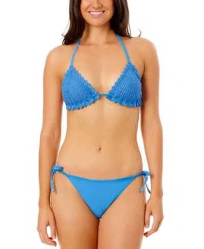 Salt + Cove Salt Cove Juniors Crochet Halter Triangle Bikini Top Side Tie Bikini Bottoms Exclusively At Macys In Orange