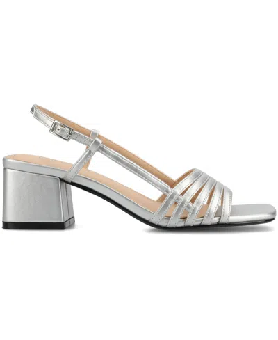 Journee Collection Womens Shayana Heeled Sandals In Silver