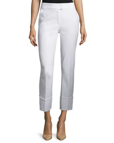 Escada Tiberla Folded-cuff Cropped Pants, White