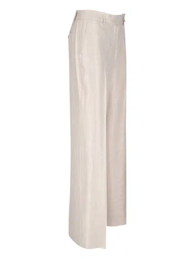 Kiton Straight Trousers With Wide Leg In Beige