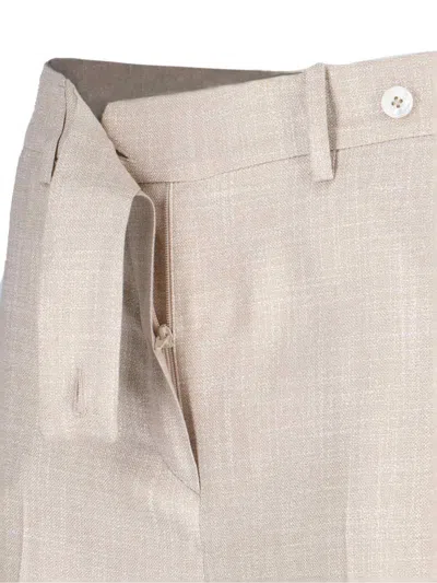 Kiton Straight Trousers With Wide Leg In Beige