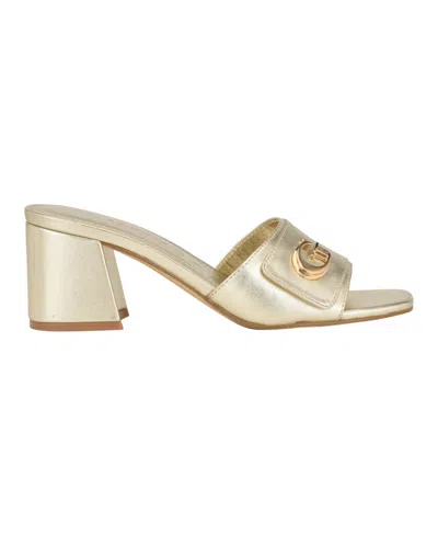 Guess Women's Gallai Block Heel Slip-on Sandals In Gold