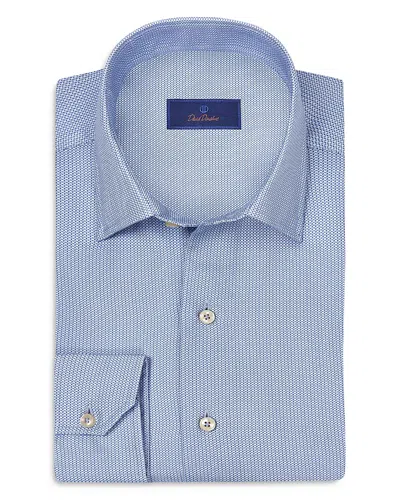 David Donahue Micropattern Pima Cotton Dobby Button-up Shirt In Blue