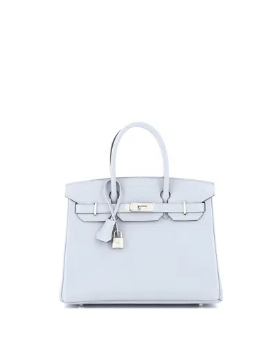 Pre-owned Pre-owned Hermes  Hermes Birkin 30 Handbag Blue Epsom With Palladium Hardware In Bleu Glacier