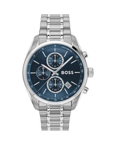 Hugo Boss Boss Grand Prix 44 Watch Silver In Metallic