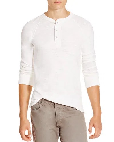 Rag & Bone Cotton Blend Waffle Knit Henley In White