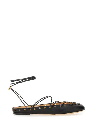 Chloé Ghillies Leather Ballerina Flat In Black