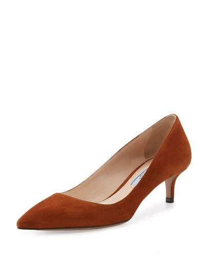 Prada Suede Pointed-toe 45mm Pump, Pallisandro
