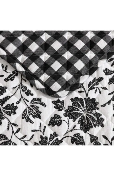 Eddie Bauer Woodblock Floral Cotton Flannel King Quilt & Sham Set In Black