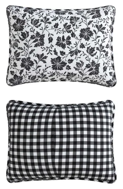 Eddie Bauer Woodblock Floral Cotton Flannel King Quilt & Sham Set In Black