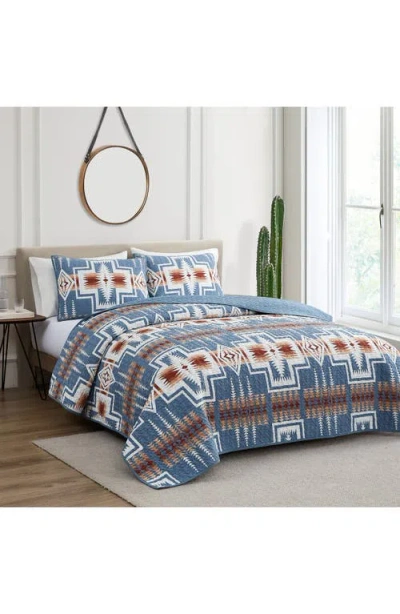 Pendleton Harding Cotton Coverlet & Sham Set In Denim