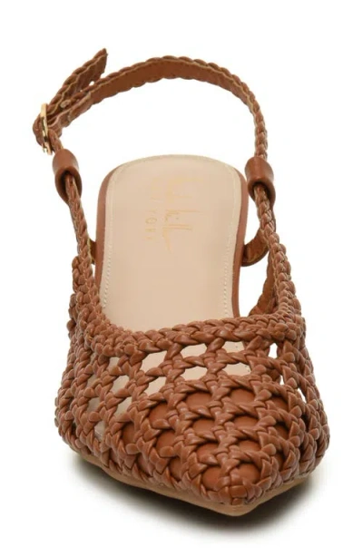 Nicole Miller Knotty Womens Pointed Closed Toe Kitten Heel Pumps In Cognac