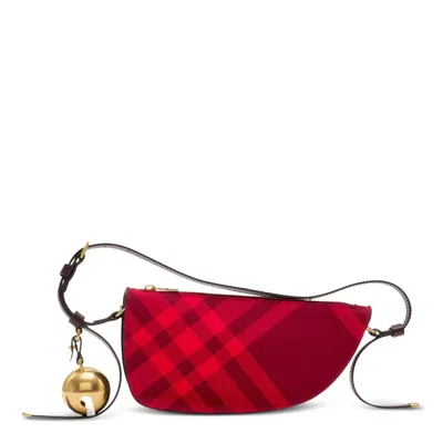 Burberry Mini Shield Sling Wool Shoulder Bag In Red